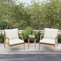 Costway 3 PCS Outdoor Furniture Set with Cushioned Chairs and Tempered Glass Side Table