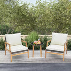 Costway 3 PCS Outdoor Furniture Set with Cushioned Chairs and Tempered Glass Side Table