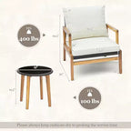 Costway 3 PCS Outdoor Furniture Set with Cushioned Chairs and Tempered Glass Side Table