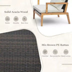 Costway 3 PCS Outdoor Furniture Set with Cushioned Chairs and Tempered Glass Side Table