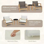 Costway 3 PCS Outdoor Furniture Set with Cushioned Chairs and Tempered Glass Side Table