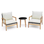 Costway 3 PCS Outdoor Furniture Set with Cushioned Chairs and Tempered Glass Side Table