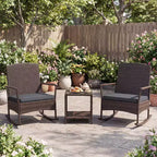 Costway 3 Piece Patio Rocking Set Wicker Rocking Chairs with 2-Tier Coffee Table Turquoise/Off White/Black