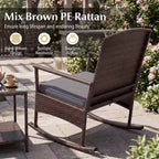 Costway 3 Piece Patio Rocking Set Wicker Rocking Chairs with 2-Tier Coffee Table Turquoise/Off White/Black