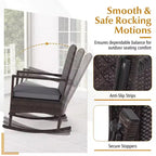 Costway 3 Piece Patio Rocking Set Wicker Rocking Chairs with 2-Tier Coffee Table Turquoise/Off White/Black