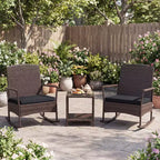 Costway 3 Piece Patio Rocking Set Wicker Rocking Chairs with 2-Tier Coffee Table Turquoise/Off White/Black
