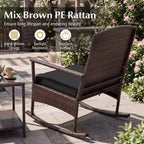 Costway 3 Piece Patio Rocking Set Wicker Rocking Chairs with 2-Tier Coffee Table Turquoise/Off White/Black