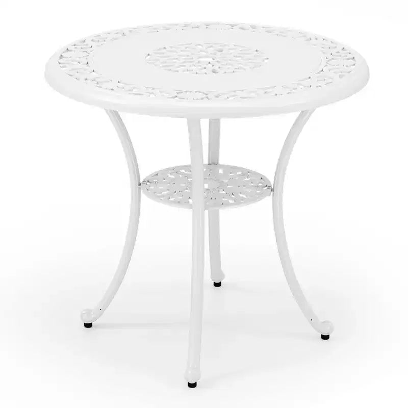 Costway 5 PCS Patio Cast Aluminum Bistro Set Dining Table & Chair with Umbrella Hole