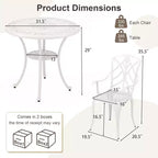 Costway 5 PCS Patio Cast Aluminum Bistro Set Dining Table & Chair with Umbrella Hole