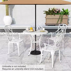 Costway 5 PCS Patio Cast Aluminum Bistro Set Dining Table & Chair with Umbrella Hole