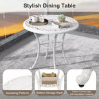 Costway 5 PCS Patio Cast Aluminum Bistro Set Dining Table & Chair with Umbrella Hole