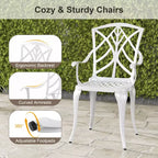 Costway 5 PCS Patio Cast Aluminum Bistro Set Dining Table & Chair with Umbrella Hole