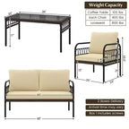 Costway 8 PCS Patio Furniture Set Outdoor Wicker Conversation Bistro Set with Soft Cushions