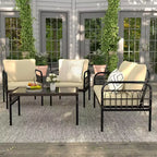 Costway 8 PCS Patio Furniture Set Outdoor Wicker Conversation Bistro Set with Soft Cushions