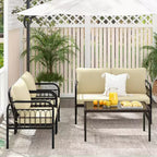 Costway 8 PCS Patio Furniture Set Outdoor Wicker Conversation Bistro Set with Soft Cushions
