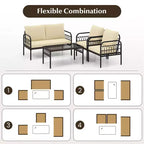 Costway 8 PCS Patio Furniture Set Outdoor Wicker Conversation Bistro Set with Soft Cushions