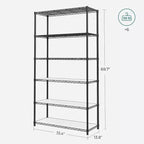 SONGMICS Garage Shelving, Wire Shelving Unit, Kitchen Storage Rack with Adjustable Shelves, for Living Room, Garage, Black