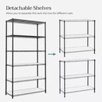 SONGMICS Garage Shelving, Wire Shelving Unit, Kitchen Storage Rack with Adjustable Shelves, for Living Room, Garage, Black