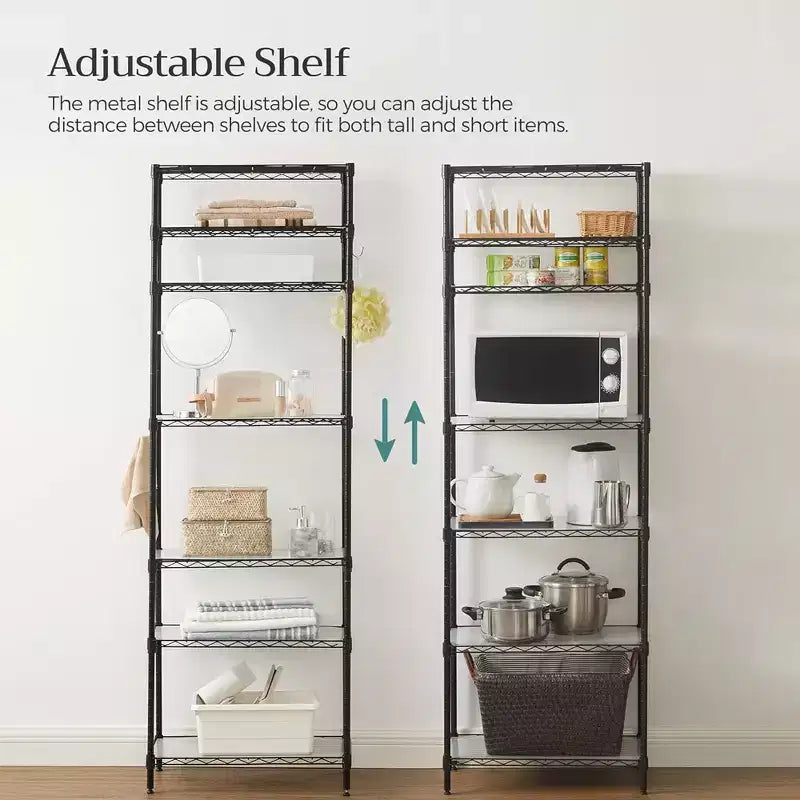 SONGMICS Garage Shelving, Wire Shelving Unit, Kitchen Storage Rack with Adjustable Shelves, for Living Room, Garage, Black