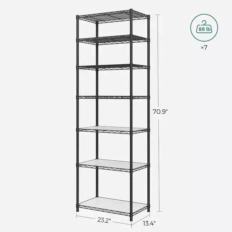 SONGMICS Garage Shelving, Wire Shelving Unit, Kitchen Storage Rack with Adjustable Shelves, for Living Room, Garage, Black