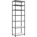 SONGMICS Garage Shelving, Wire Shelving Unit, Kitchen Storage Rack with Adjustable Shelves, for Living Room, Garage, Black