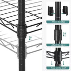 SONGMICS Garage Shelving, Wire Shelving Unit, Kitchen Storage Rack with Adjustable Shelves, for Living Room, Garage, Black