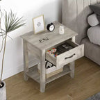 Garvee Modern Versatile Nightstand Beside End Table for Bedroom Nursery Living Room, End Table with Storage Drawer, Easy Assembly, Gray
