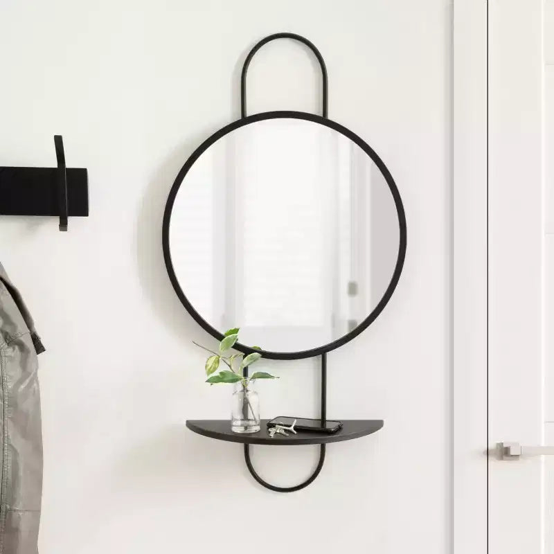 19x33 Patel Round Mirror with Shelf - Kate & Laurel All Things Decor