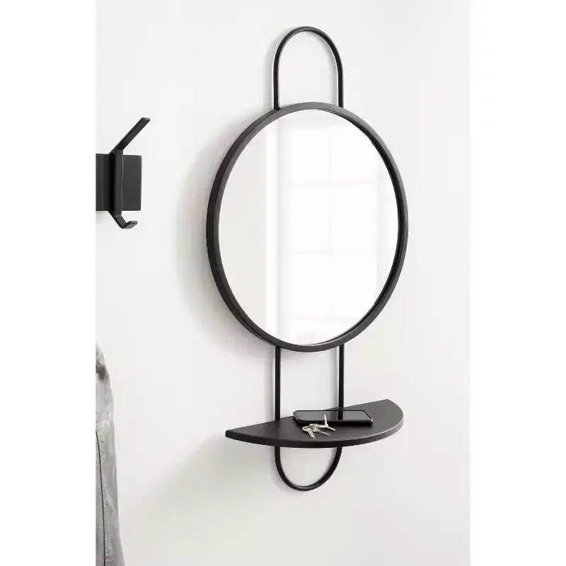 19x33 Patel Round Mirror with Shelf - Kate & Laurel All Things Decor