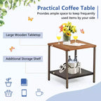 Costway 3 PCS Patio Rattan Rocking Chair Bistro Set Armrest Cushion Table with Storage Shelf Navy/Grey/Off White