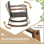 Costway 3 PCS Patio Rattan Rocking Chair Bistro Set Armrest Cushion Table with Storage Shelf Navy/Grey/Off White