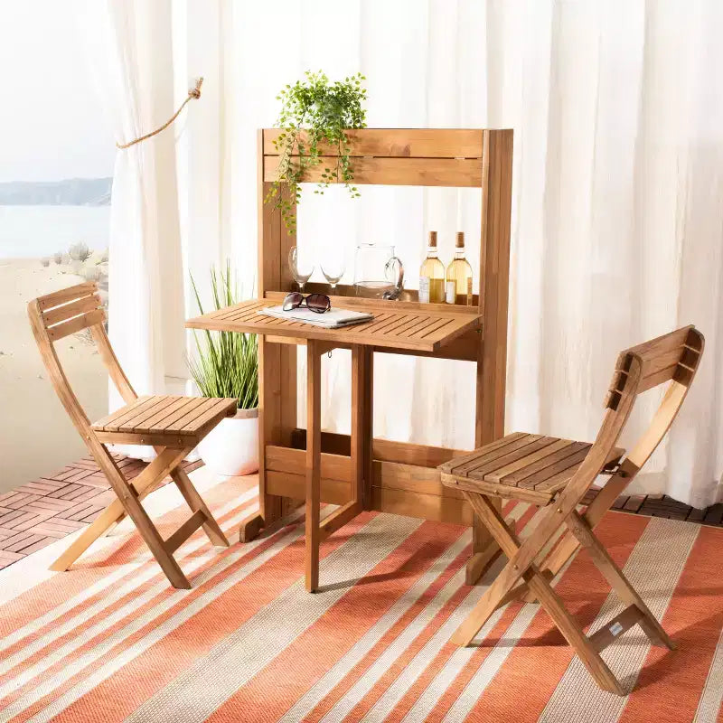Barley Flower Shelf Bistro Set - Indoor/Outdoor - PAT7047 - Natural - Safavieh