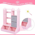 Kid Clothes Hanger with Lighted Mirror Girl Dress-Up Storage Armoire Clothing Rack and Storage Bin