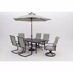 Four Seasons Courtyard 9 Foot Palermo Market Patio Umbrella Round Outdoor Backyard Shaded Canopy with Push Button Tilt and Aluminum Pole, Gray