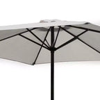 Four Seasons Courtyard 9 Foot Palermo Market Patio Umbrella Round Outdoor Backyard Shaded Canopy with Push Button Tilt and Aluminum Pole, Gray