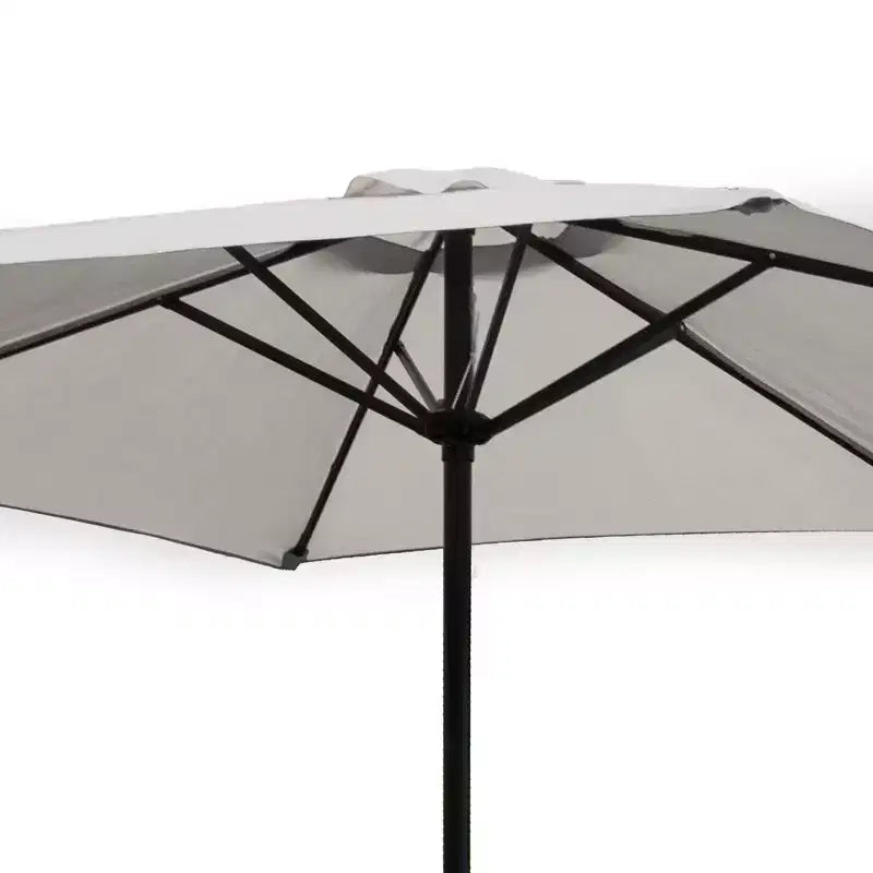 Four Seasons Courtyard 9 Foot Palermo Market Patio Umbrella Round Outdoor Backyard Shaded Canopy with Push Button Tilt and Aluminum Pole, Gray