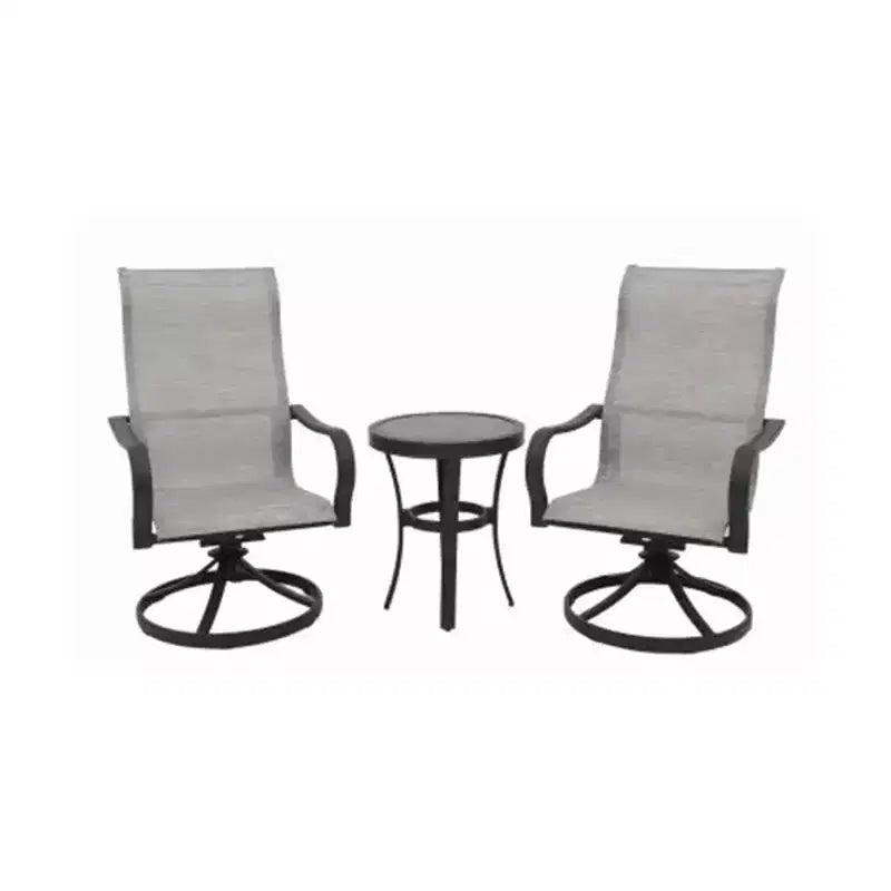 Four Seasons Courtyard Palermo 3 Piece Aluminum Bistro Furniture Set with Swivel Rockers and Drop In Tile Table for Outdoor Backyard Lawns and Patios
