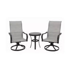 Four Seasons Courtyard Palermo 3 Piece Aluminum Bistro Furniture Set with Swivel Rockers and Drop In Tile Table for Outdoor Backyard Lawns and Patios