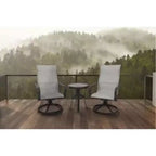 Four Seasons Courtyard Palermo 3 Piece Aluminum Bistro Furniture Set with Swivel Rockers and Drop In Tile Table for Outdoor Backyard Lawns and Patios