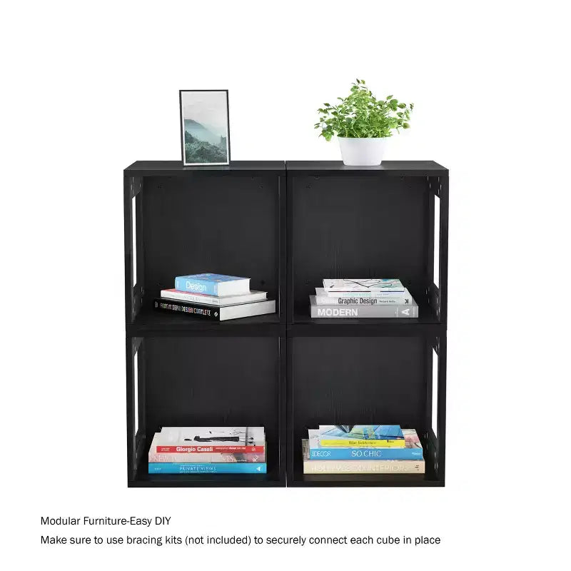 Hasting Home Modern Stackable Modular Cube End Table with Open Sides