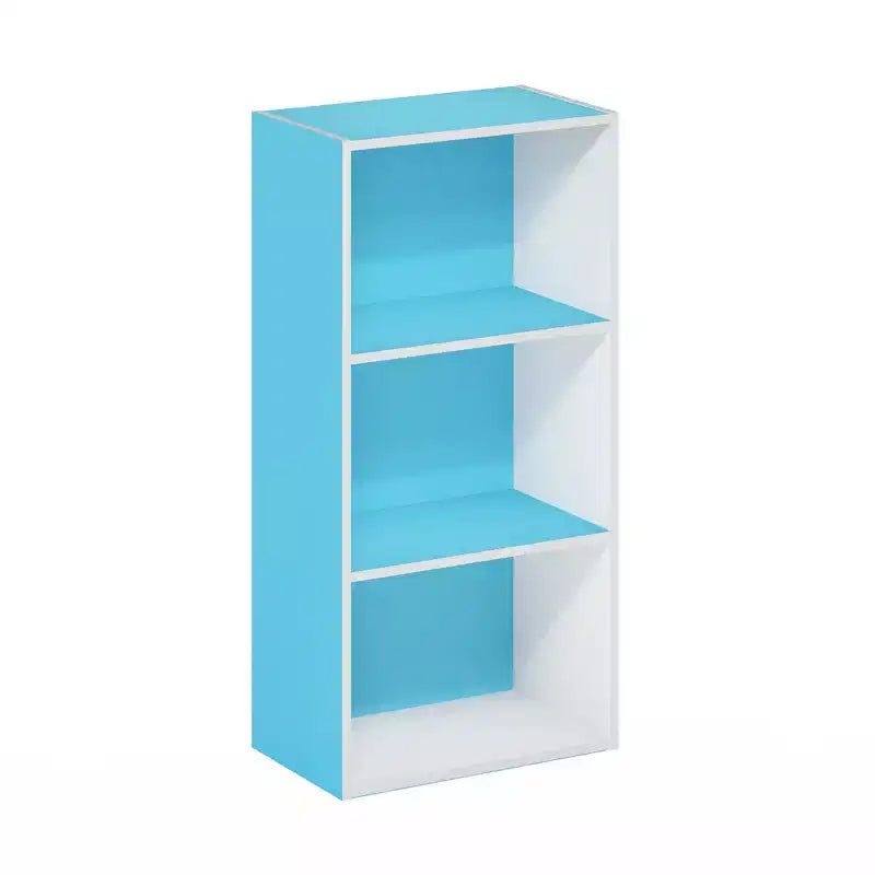 Furinno 3-Tier Decorative Bookshelf Reversible 3 Cube Open Shelf Bookcase for Living Room&Home Office,Light Blue/White