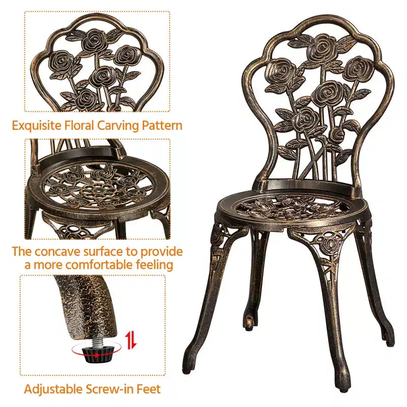 Yaheetech 3 Piece Patio Bistro Table Set for Garden Backyard
