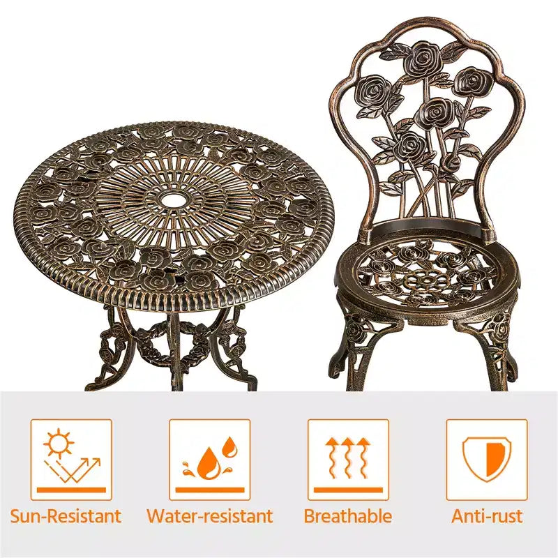Yaheetech 3 Piece Patio Bistro Table Set for Garden Backyard