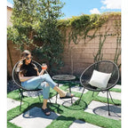 SONGMICS 3-Piece Seating Acapulco, Modern Patio Furniture, Glass Top Table and 2 Chairs Indoor and Outdoor Conversation Bistro Set