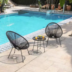SONGMICS 3-Piece Seating Acapulco, Modern Patio Furniture, Glass Top Table and 2 Chairs Indoor and Outdoor Conversation Bistro Set