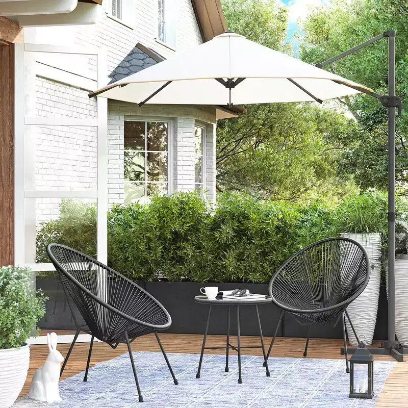 SONGMICS 3-Piece Seating Acapulco, Modern Patio Furniture, Glass Top Table and 2 Chairs Indoor and Outdoor Conversation Bistro Set