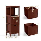 Costway Bathroom Floor Cabinet Freestanding Side Storage Organizer with 2 Removable Drawers Brown/Grey/Black