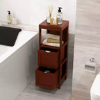 Costway Bathroom Floor Cabinet Freestanding Side Storage Organizer with 2 Removable Drawers Brown/Grey/Black
