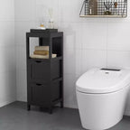 Costway Bathroom Floor Cabinet Freestanding Side Storage Organizer with 2 Removable Drawers Brown/Grey/Black