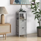 Costway Bathroom Floor Cabinet Freestanding Side Storage Organizer with 2 Removable Drawers Brown/Grey/Black
